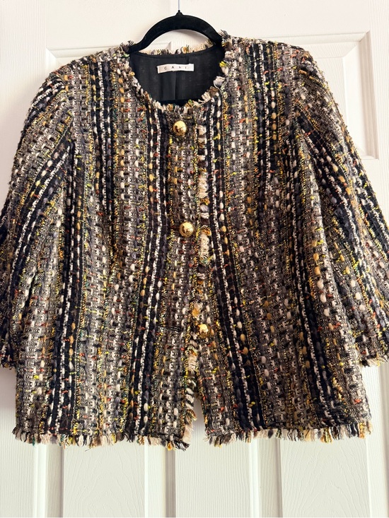 CAbi Jackets & Blazers - CAbi Textured Tweed Blazer in Black, Gray, Gold